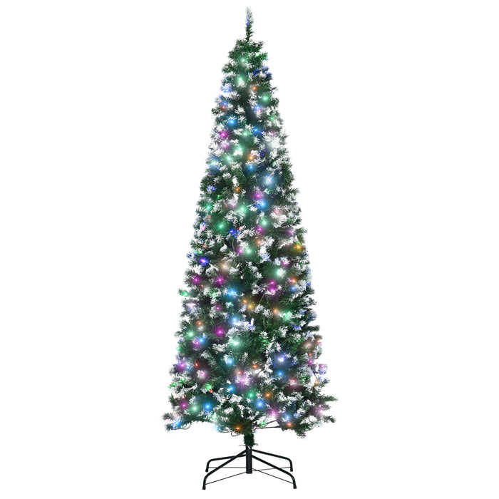 Slim 7-Ft Pre-Lit Artificial Christmas Tree - Realistic Branches, 350 Colorful LED Lights, 818 Tips - Ideal for Festive Xmas Decorations