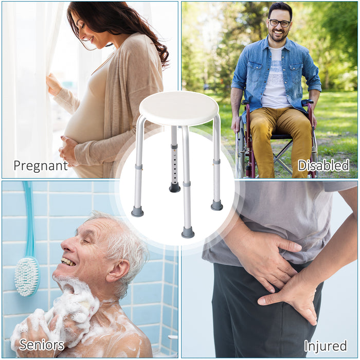 Adjustable Cream White Bathroom Stool - 32.5Wx41Dx35.5-54H cm Non-Slip Shower & Bath Seat - Safety and Comfort for Elderly or Disabled