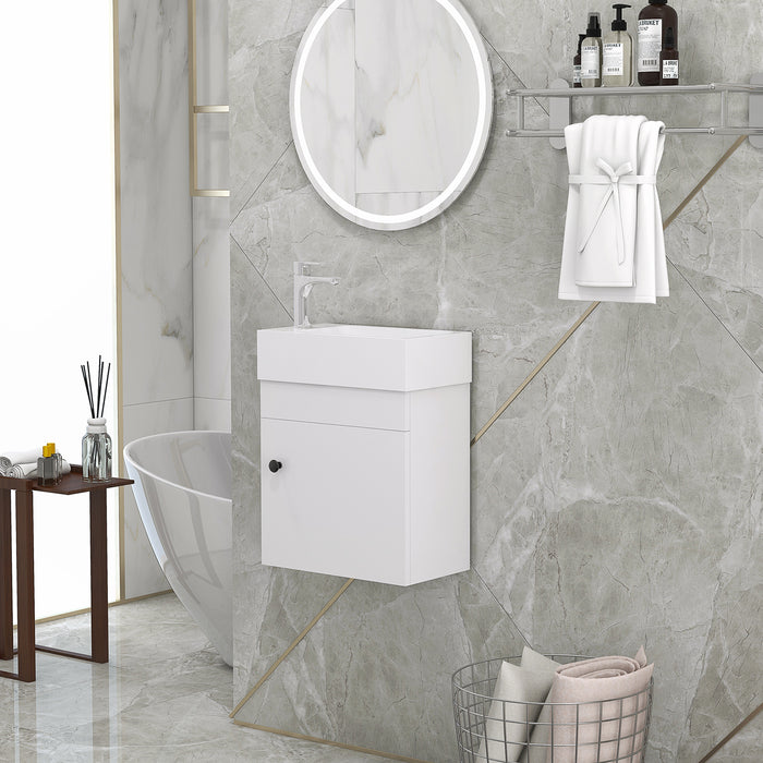 Wall-Mounted Vanity Cabinet with Integrated Basin - Sleek Bathroom Storage Solution with Sink and Tap Hole - Space-Saving Design for Modern Homes