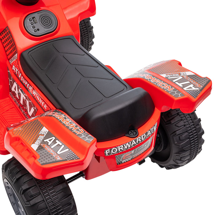 Kids ATV Ride-On Motorcycle - 6V Battery Powered Four Wheeler with Real Working Headlights - Perfect for Toddlers 18-36 Months, Red