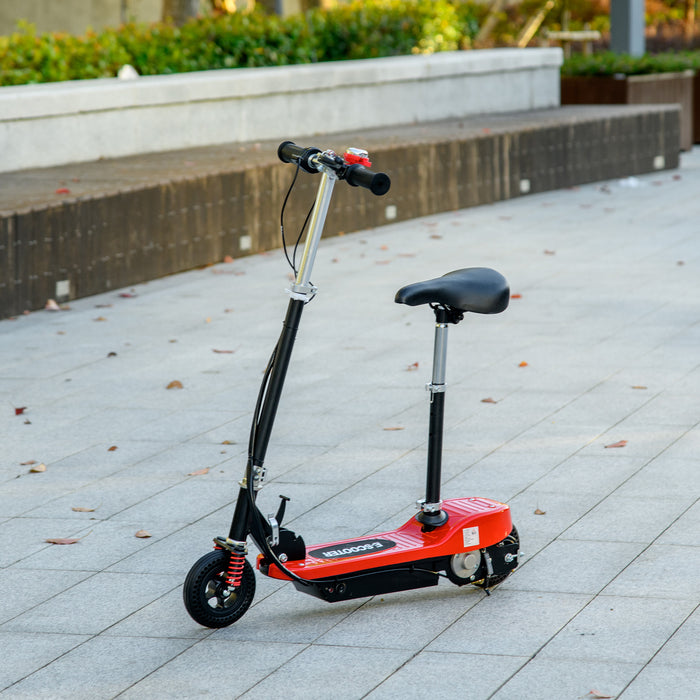 Folding Steel Electric Scooter with Warning Bell - Max Speed 15km/h in Eye-Catching Red - Ideal for Kids Aged 4 to 14