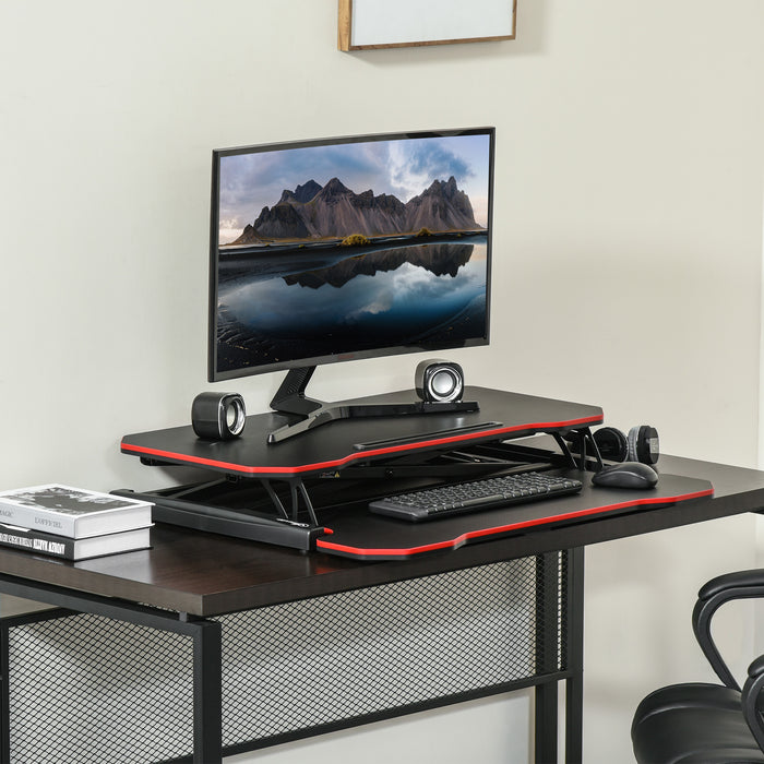 Ergonomic Standing Desk - Height Adjustable Computer Stand with Keyboard Tray - Home Office Workstation Riser for Improved Posture and Productivity