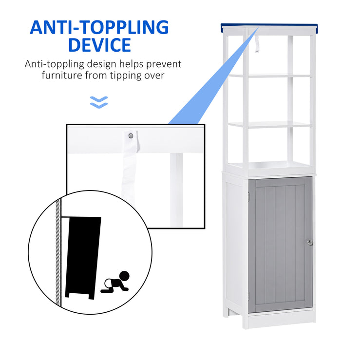 Slimline Tallboy Storage Cabinet - Free Standing, Multi-Purpose Organizer for Bathroom, Kitchen, Living Room - Space-Saving Solution for Home Organization