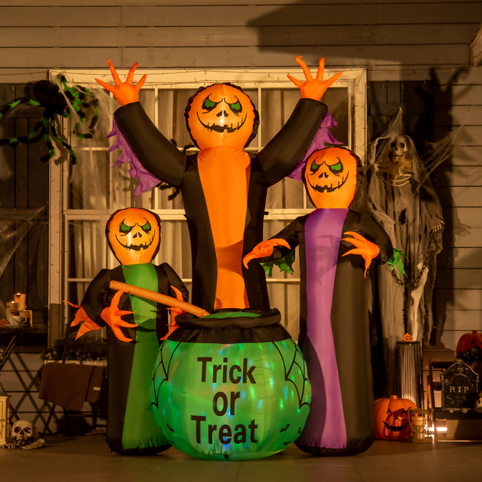 8ft Giant LED-Lit Halloween Inflatable - Outdoor Yard Decoration with Three Witches and Magical Pot - Perfect for Spooky Holiday Ambiance