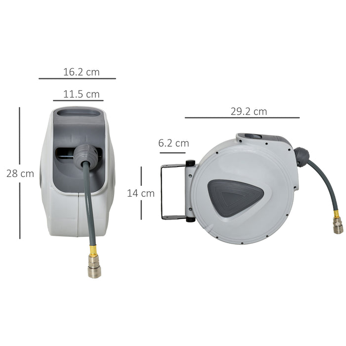 Retractable Air Hose Reel 10m+90cm - Durable Wall Mount Auto Rewind with 3/8 Inch Diameter and 1/4" BSP Connector - Perfect for Workshops and Garages