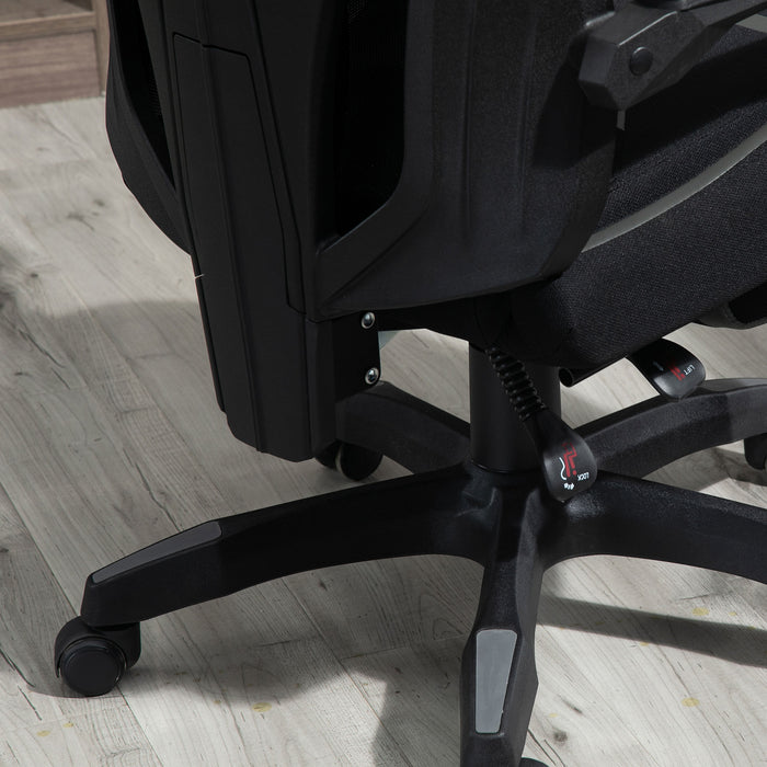 Ergonomic Mesh Office Chair with Reclining Back and Footrest - Adjustable Height, Swivel Wheels, Lumbar Support for Home Office - Comfortable Desk Task Computer Chair in Black Grey