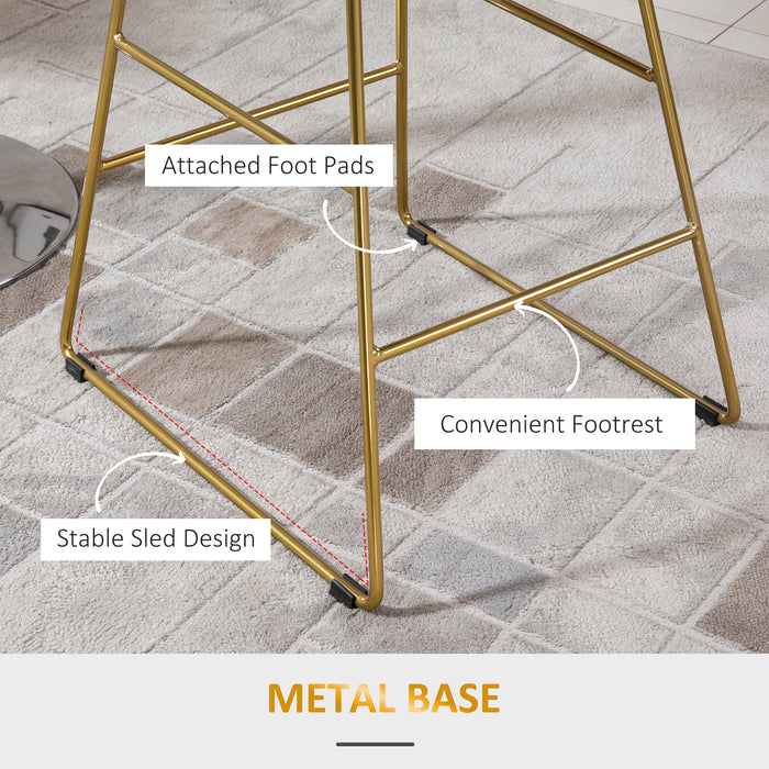 Modern Gold Wire Metal Bar Stools, Set of 2 - Counter Height Chairs for Kitchen and Bar - Stylish Seating Solution for Home Entertainment Areas