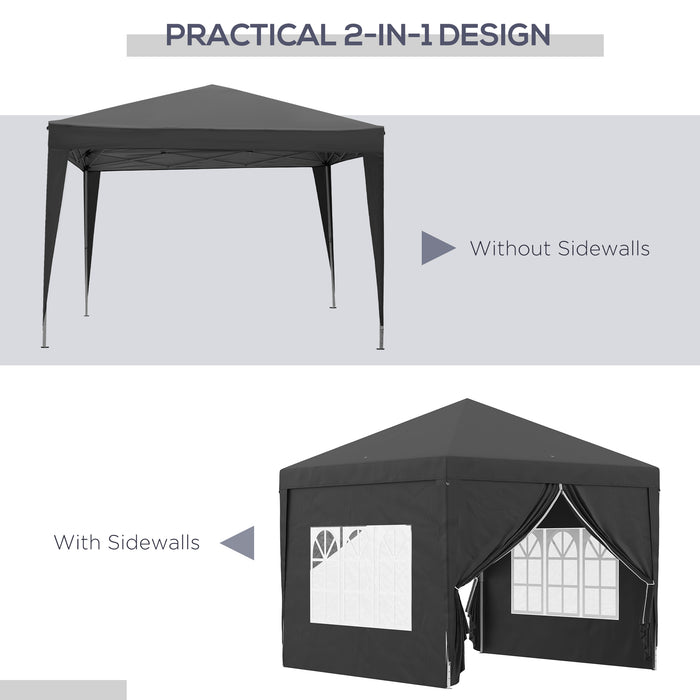 Water-Resistant Pop-Up Gazebo 3x3m - Black Canopy Marquee with Carrying Bag & 2 Windows - Ideal for Weddings, Camping & Outdoor Parties
