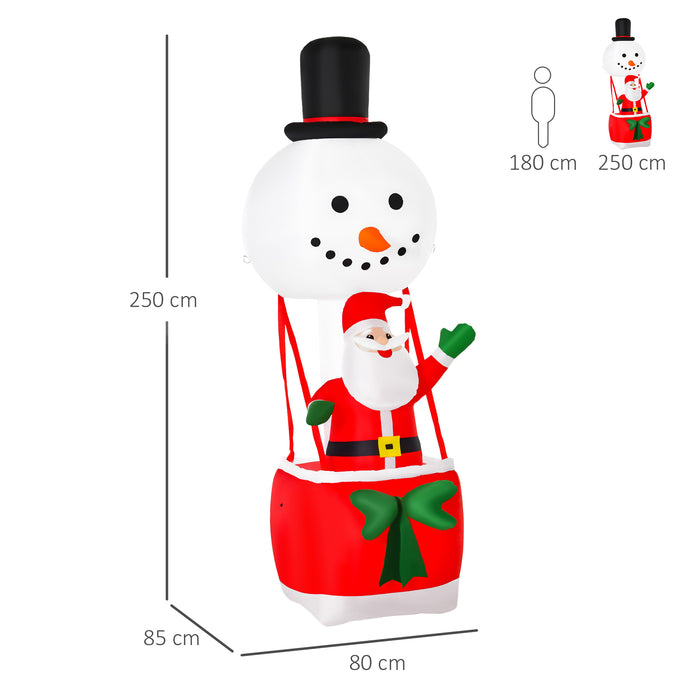 Inflatable Santa & Snowman Hot Air Balloon - 2.5m Tall Christmas Yard Decoration - Outdoor/Indoor Festive Display for Home & Garden