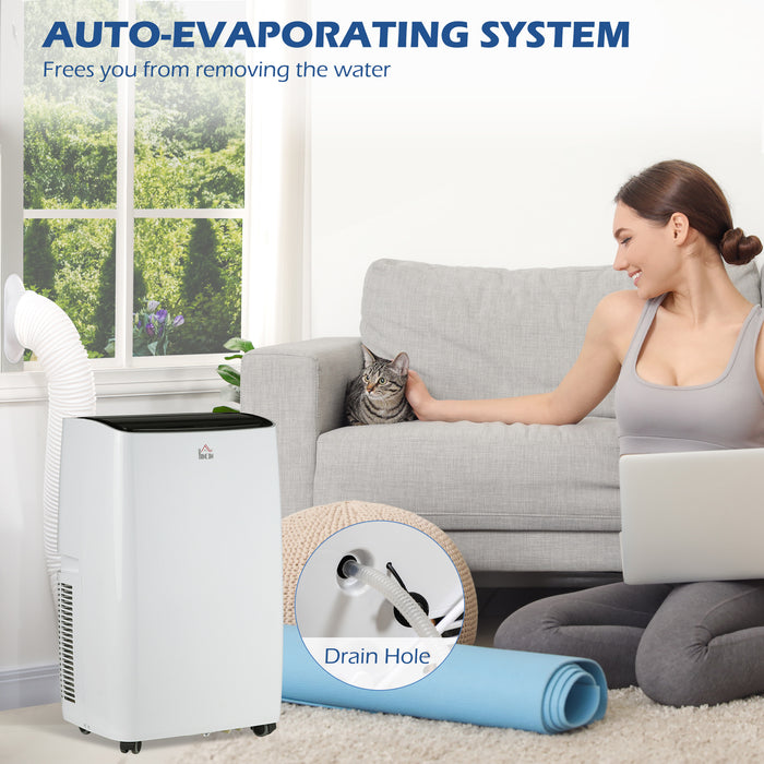 14,000 BTU Portable Air Conditioner with Dehumidifier - Cooling Fan for Spaces Up to 430 SqFt, LED Display, 24Hr Timer, Remote Control - Ideal for Large Rooms & Office Spaces, White