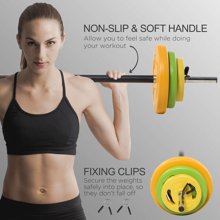 Adjustable 20kg Barbell Weights Set - Non-slip Handle and Body Pump Design for Enhanced Grip - Perfect for Home Gym Strength Training for Both Women and Men