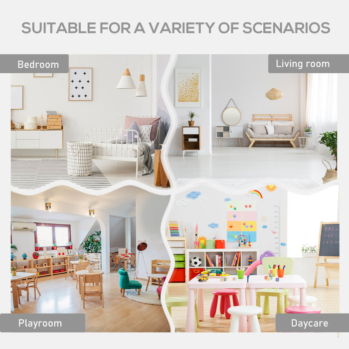 Kids 3-Piece Mini Furniture Set - Table & Chairs with Storage Drawers for Playroom and Bedroom - Safe Design for Toddlers 2-4 Years, White
