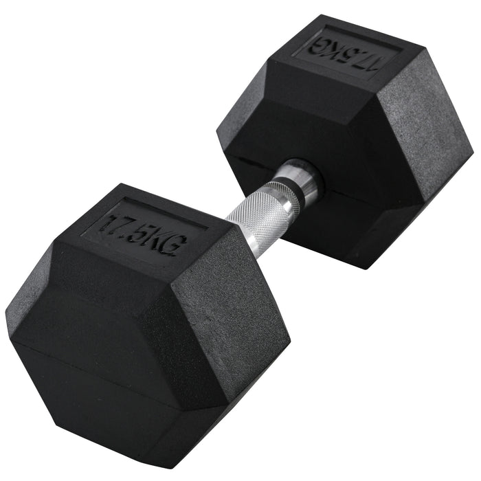 17.5KG Rubber Hex Dumbbell - Portable Hand Weight for Home Gym Workouts - Ideal for Strength Training and Fitness Enthusiasts