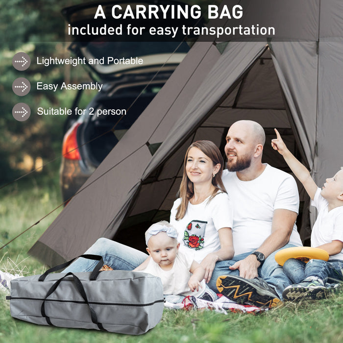 6-Person Tipi Camping Tent - Family Teepee with Mesh Windows, Zippered Entrance & Carry Bag - Easy Setup for Hiking, Picnics & Outdoor Adventures, Green/Grey