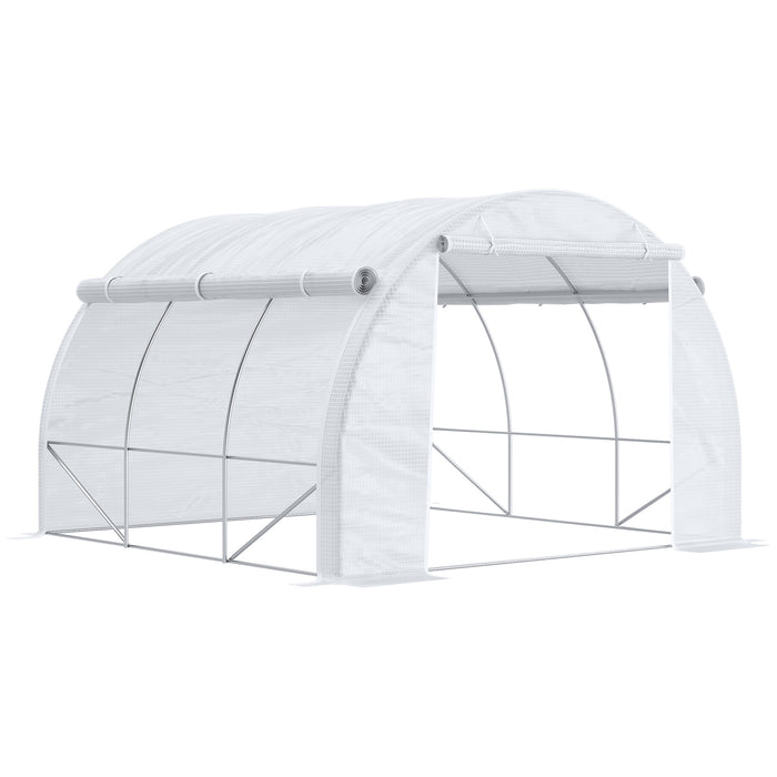Polytunnel Greenhouse - 3x3x2m Walk-In Tent, Steel Frame, Reinforced Cover, Zippered Door & 6 Ventilation Windows - Ideal for Garden Plant Protection and Growth
