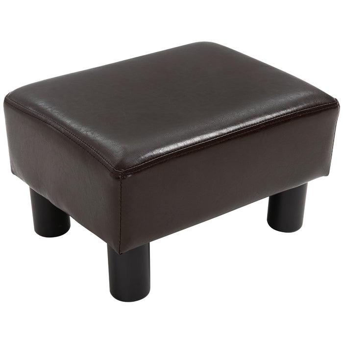 PU Faux Leather Ottoman Cube - Black Footstool with Durable Plastic Legs - Compact, Stylish Seating & Footrest Solution