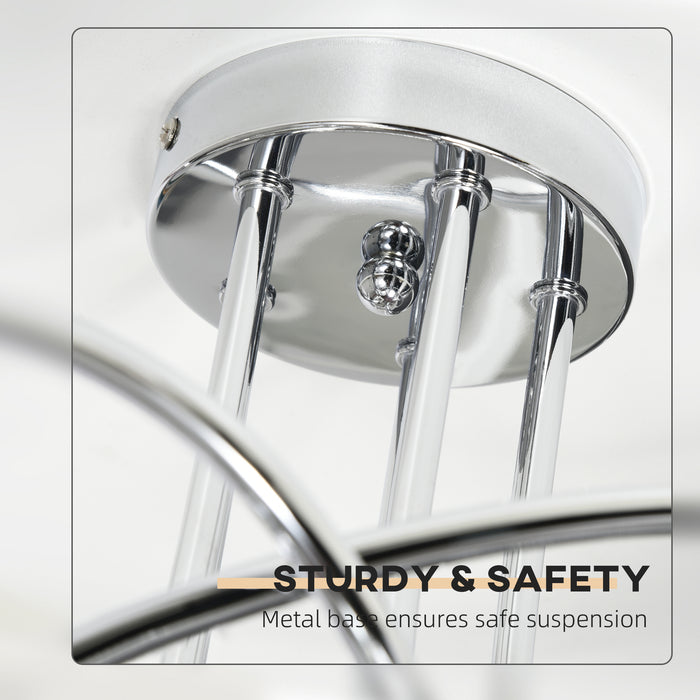 Modern Crystal Ball Chandelier - 5-Shade Ceiling Pendant Light Fixture with G9 Bulbs - Elegant Silver Lighting for Living Room and Dining Area