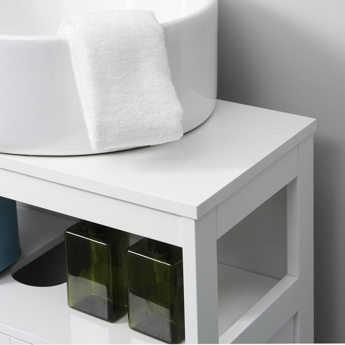 Modern Double Door Pedestal Cabinet - Under Sink Bathroom Vanity Storage with Shelves - Space-Saving Organizer for Small Bathrooms