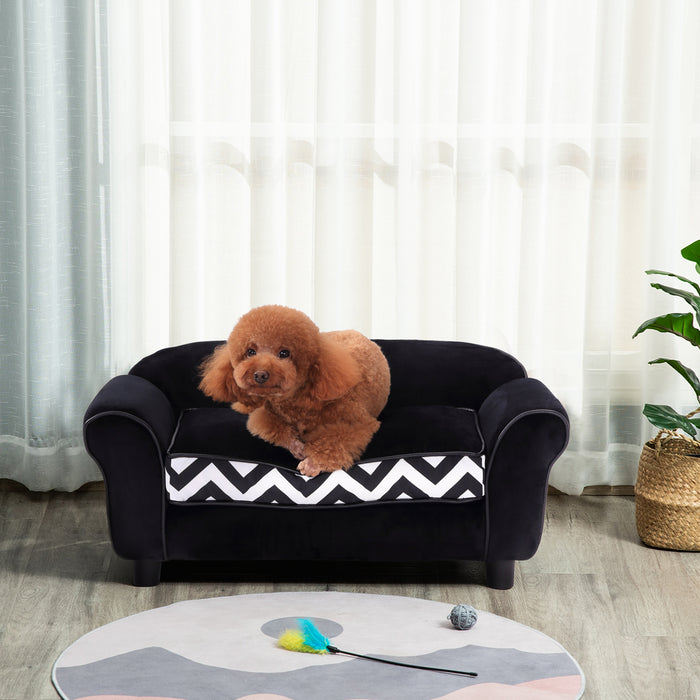Pet Sofa Cat Sofa - Extra Small to Small Dog Sofa Bed with Soft Cushion, Washable & Removable Cover, Elevated Wooden Frame - Comfortable Resting Place for Small Pets