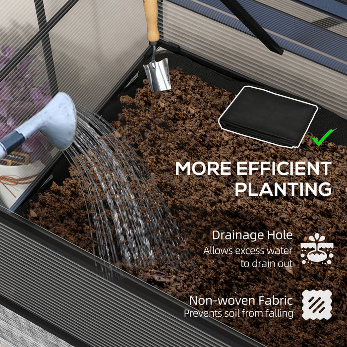 Elevated Wooden Garden Bed with Mini Greenhouse - 120x60x103cm Planter with Polycarbonate Panel and Ventilation - Ideal for Urban Gardening in Distressed Grey