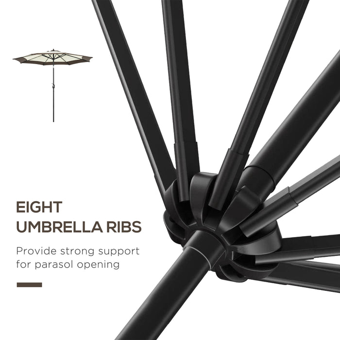 2.7m Garden Parasol Umbrella with Tilt and Crank - 8 Metal Ribs, UV Protection Sunshade for Outdoor Use - Ideal for Garden, Patio, Beach, and Yard Relaxation