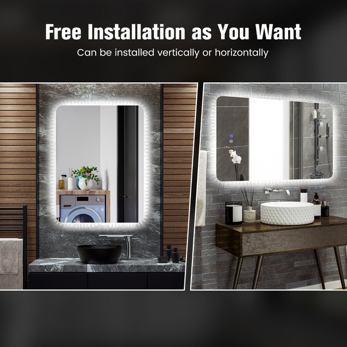 80x60cm Wall Mounted Mirror, Includes Demister Pad - Ideal for Clear, Condensation-Free Reflections