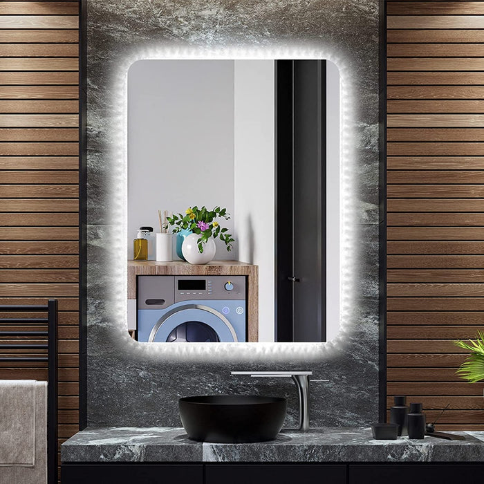 80x60cm Wall Mounted Mirror, Includes Demister Pad - Ideal for Clear, Condensation-Free Reflections
