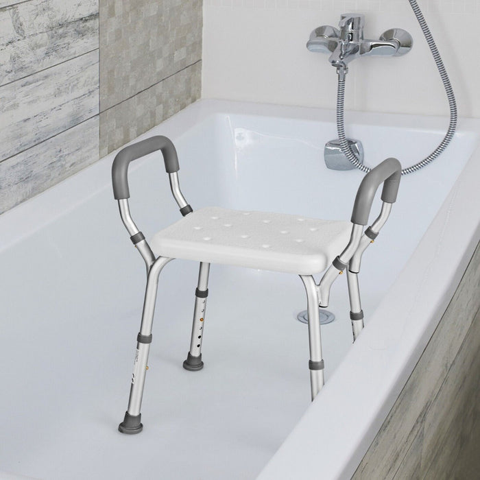 Shower Bench with Detachable Arms - Bath Chair with Padded Comfort - Ideal for Elderly & Mobility Challenged Individuals