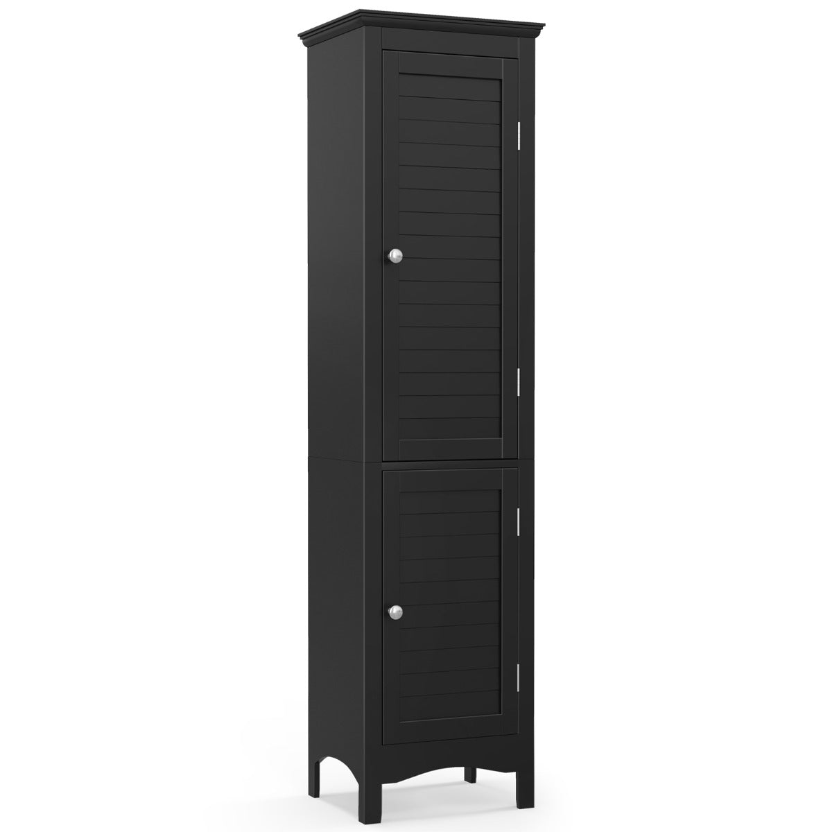 Black Tall Narrow Bathroom Cabinet - Space-Saving, Stylish Storage Solution - Ideal for Small Bathrooms with Limited Floor Space