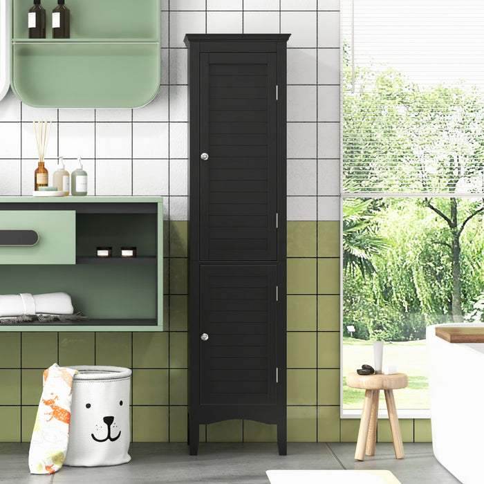 Black Tall Narrow Bathroom Cabinet - Space-Saving, Stylish Storage Solution - Ideal for Small Bathrooms with Limited Floor Space