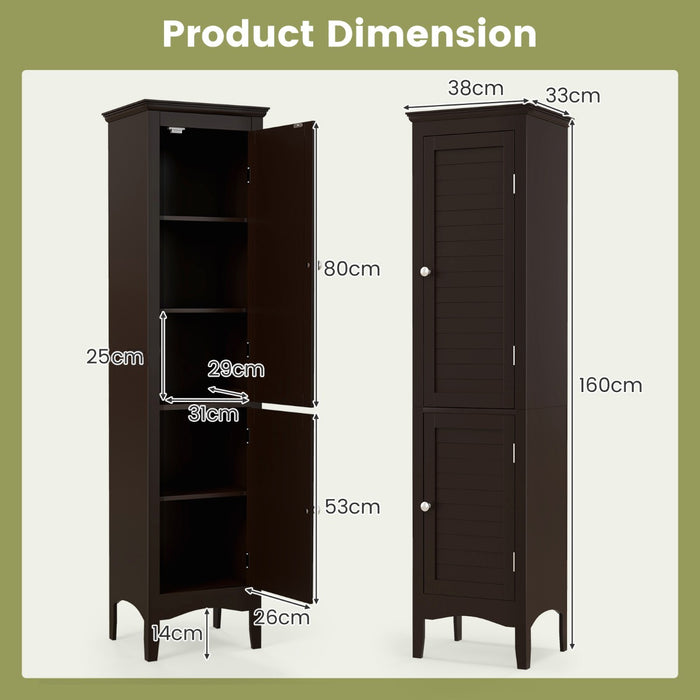 Black Tall Narrow Bathroom Cabinet - Space-Saving, Stylish Storage Solution - Ideal for Small Bathrooms with Limited Floor Space