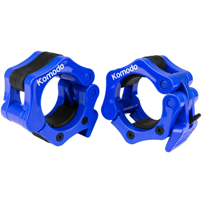 Barbell Lockdown Collars 2" - Secure Grip, Quick-Release Weight Plate Clamps in Blue - Ideal for Weightlifting and Olympic Lifts