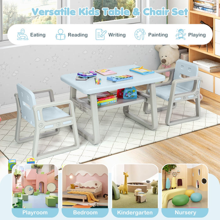 Kids Seating Group - Blue Armrests and Backrests with Storage Shelf - Ideal for Children's Learning and Play Spaces