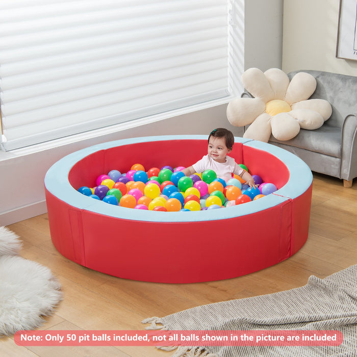 Red Foam Ball Pit - Includes 50 Colorful Balls, Perfect Play Area - Ideal for Toddlers & Visual Sensory Development