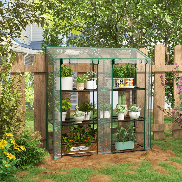 3-Tier Mini Greenhouse with 6 Reinforced Wire Shelves - Clear Cover for Indoor/Outdoor Gardening - Protects Plants and Seedlings from Elements