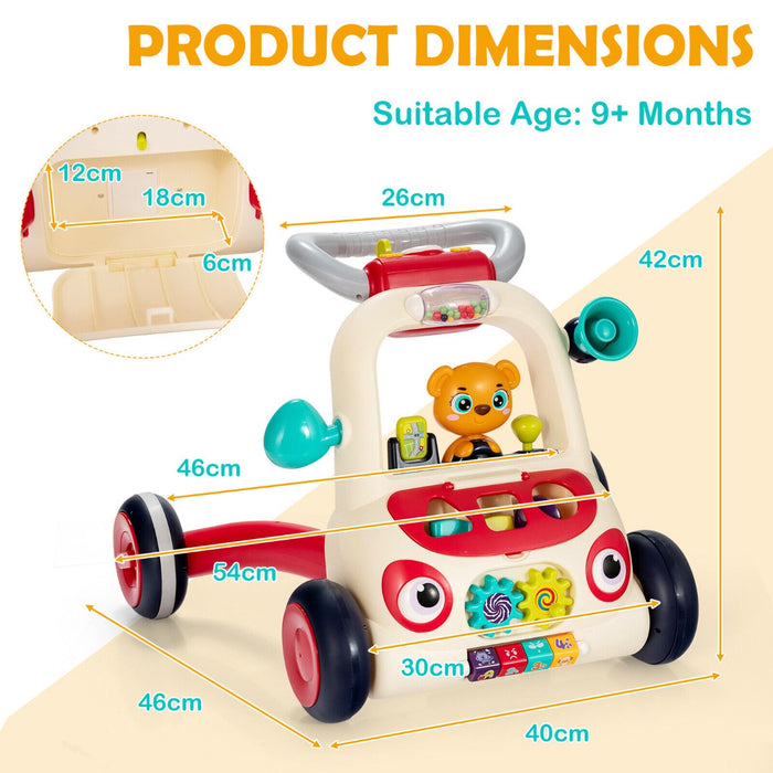 Baby Learning Walker 2-in-1 - Interactive Toddler Toy with Music and Light - Ideal for Infants Over 9 Months for Boosting Motor Skills