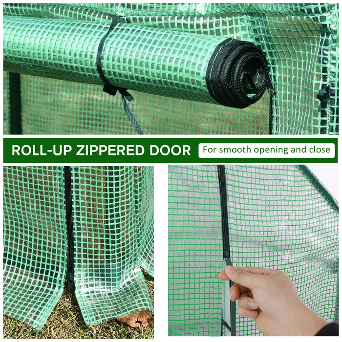 PE Greenhouse with Steel Frame - Outdoor Zippered Plant Cover, 100L x 50W x 150H cm in Green - Ideal for Gardeners and Healthy Plant Growth