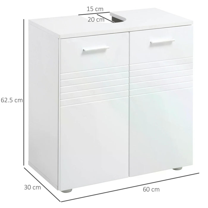 Under Sink Storage Cupboard - Bathroom Vanity Cabinet with Pedestal Design & Adjustable Shelf - Ideal Space Saver for Organizing Toiletries
