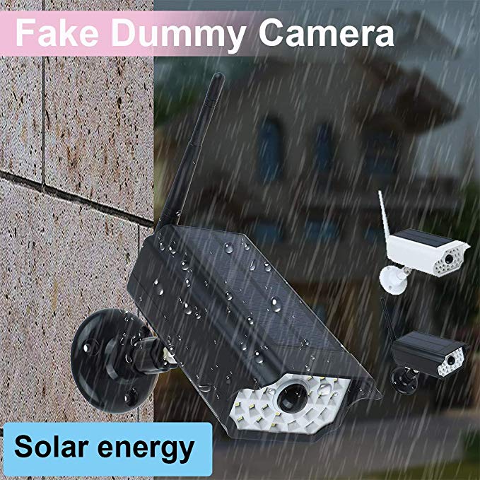 GUUDGO Solar Flashing LED Light Fake Camera - Dummy CCTV Surveillance with Infrared Sensing & Solar Simulation - Ideal for Home Security and Outdoor Use