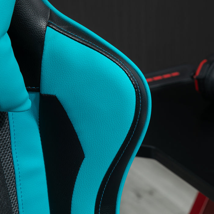 Ergonomic Racing Gaming Chair - High Back Adjustable Swivel Office Desk Chair with Headrest, Sky Blue - Ideal for Gamers & Comfortable Work Sessions