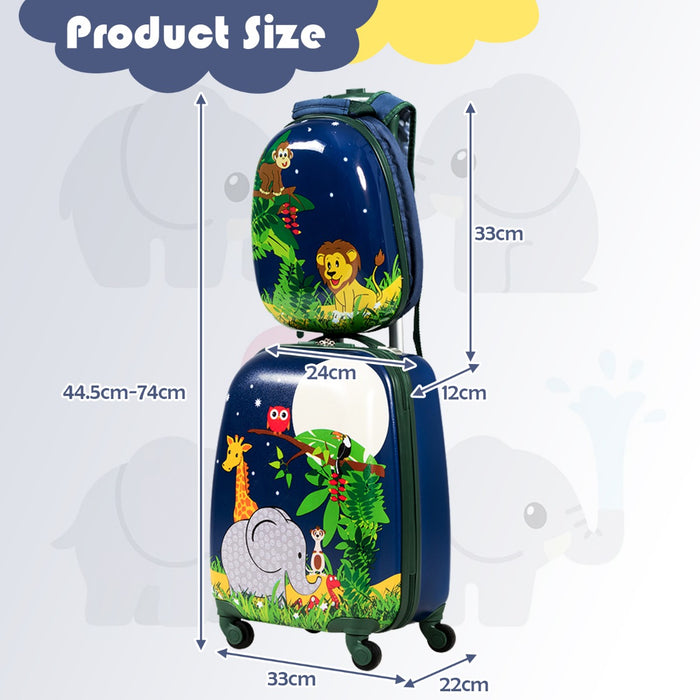 Kids Luggage Set (2 Pieces) - Carry-on Suitcase and Jungle-Themed Backpack - Ideal for Children's Travel Needs