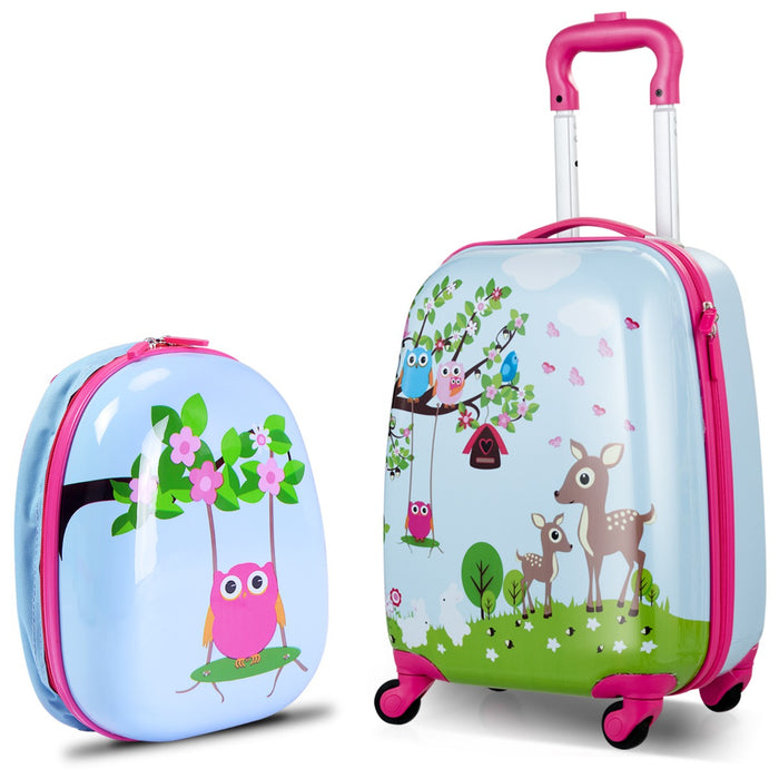 Kids Travel Gear - 2 Piece Luggage Set Including Carry-On Suitcase and Backpack - Perfect Solution for Children's Travel Needs in Stylish Forest Theme