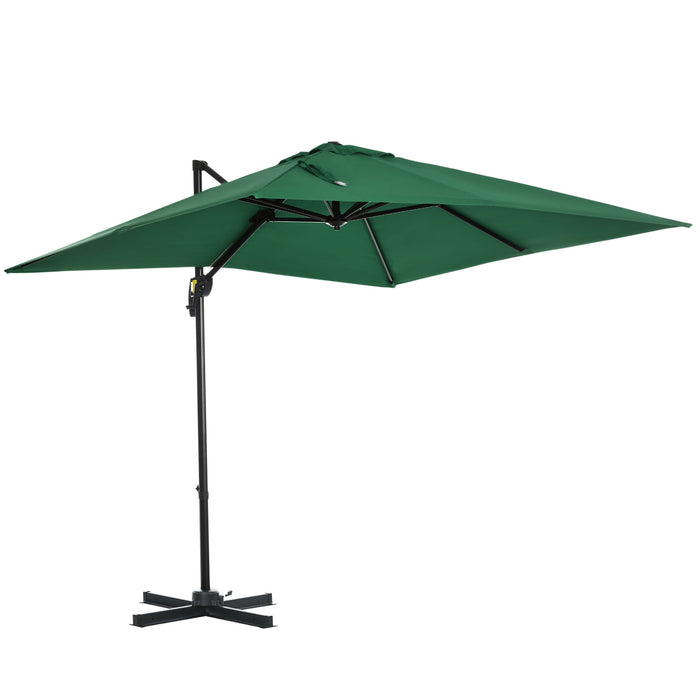 Outdoor Green Parasol Umbrella - 360° Rotatable, Large 245x245x248cm Coverage - Ideal Sunshade for Patio, Garden, or Deck