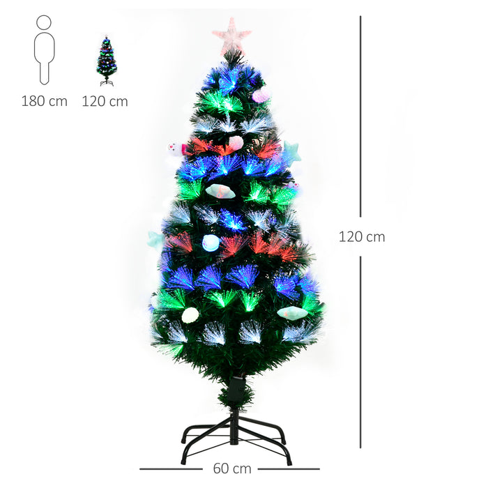 Artificial 4FT Pre-Lit Fiber Optic Christmas Tree - LED Lights & Decorative Baubles with Fitted Star - Perfect for Holiday Home Decor and Festive Celebrations