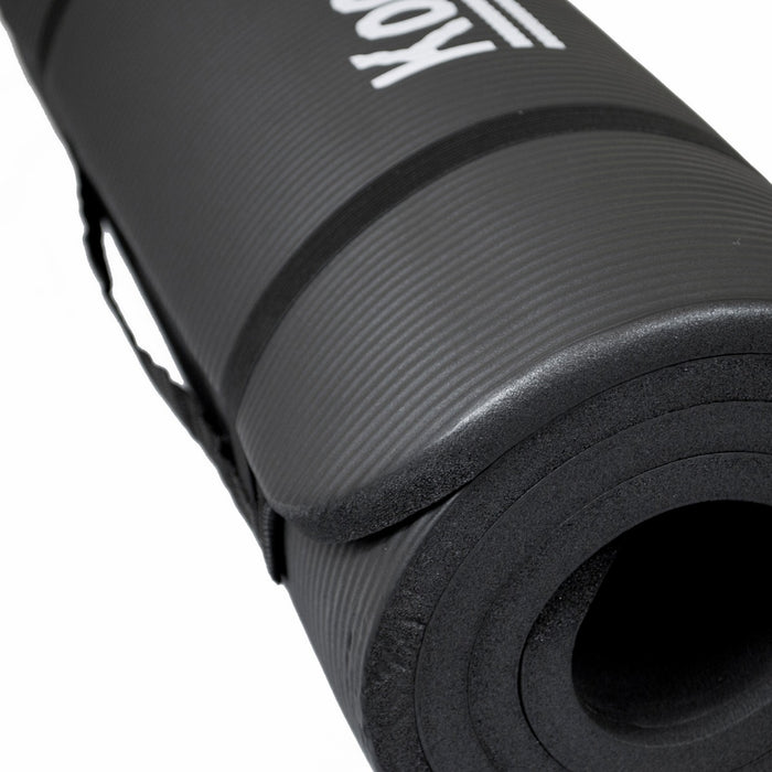 Extra Thick 15mm Yoga Mat - Durable Non-Slip Exercise Padding, Black - Ideal Comfort for Yoga & Pilates Enthusiasts