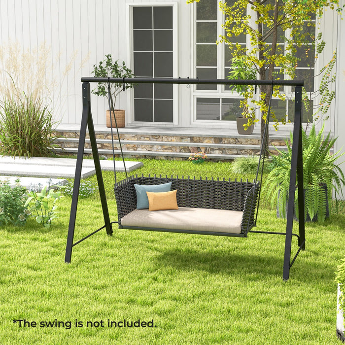 Patio Metal Swing Stand - A-Shaped Porch Swing Frame in Black - Ideal for Outdoor Relaxation Area Upgrade