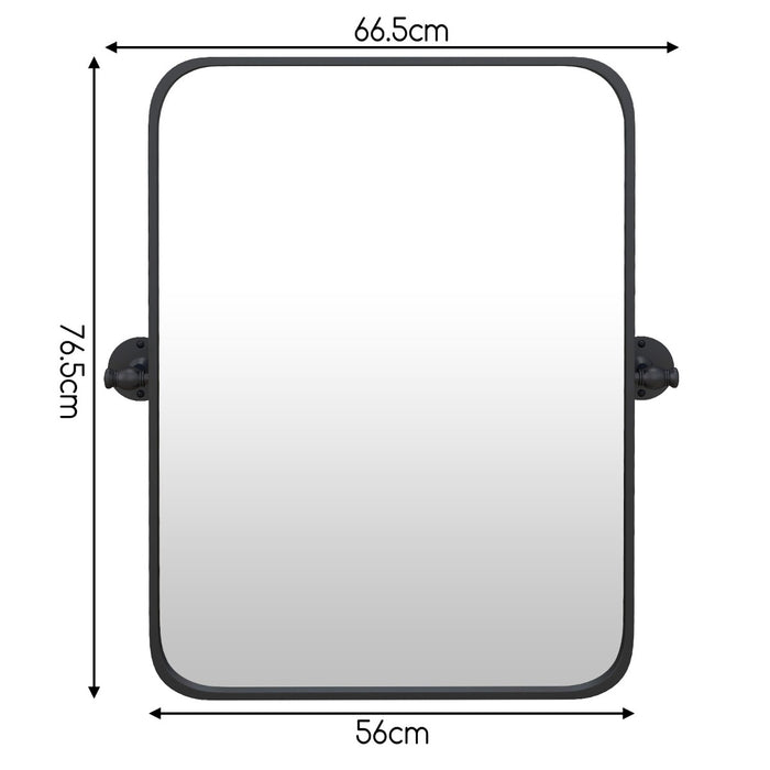 Black Metal Framed - Pivot Rectangle Wall-Mounted Mirror - Ideal for Home Decoration and Room Enhancement