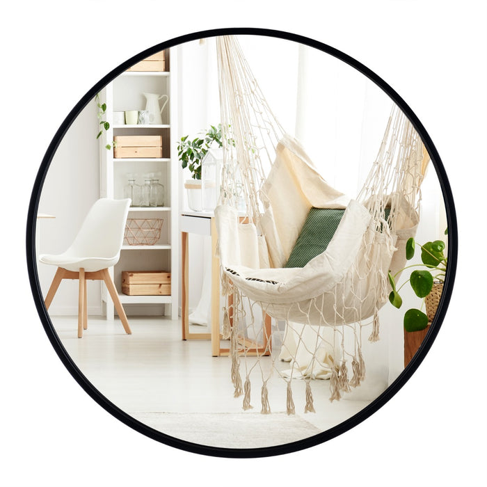 Black Rectangle Wall Mirror - Matte Metal Framed, Wall Mounted Design - Ideal for Home and Office Decoration