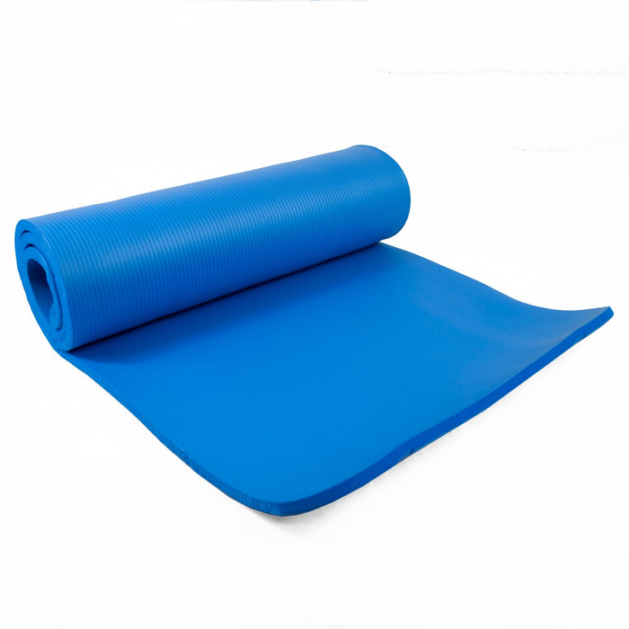 Extra Thick 15mm Yoga Mat - Non-Slip, Comfortable Cushioning, Durable Exercise Mat in Blue - Perfect for Pilates and Fitness Enthusiasts