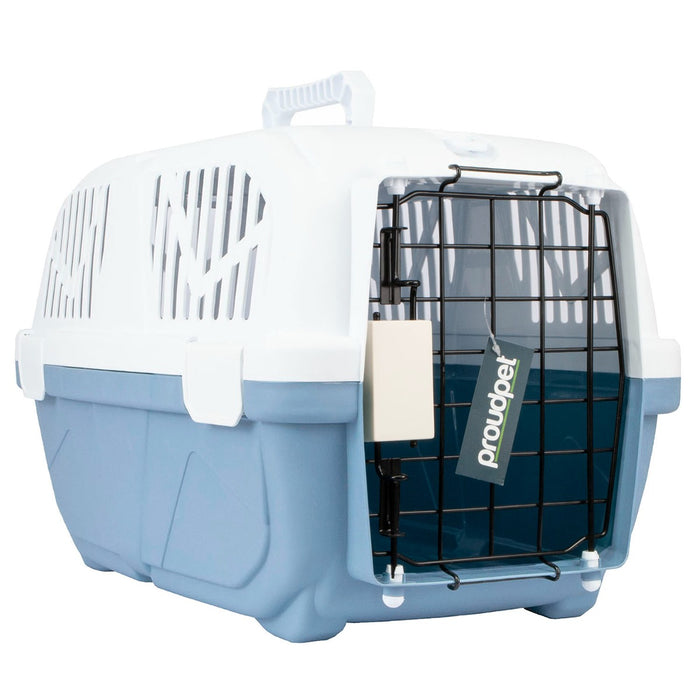 Hard Blue Pet Carrier - Spacious and Durable Large Animal Transport Crate - Ideal for Traveling with Dogs, Cats, and Other Pets